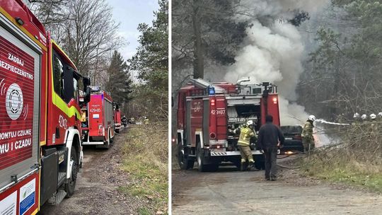 Auto stanęło w ogniu tuż przy stacji paliw. Kierowca w porę odjechał od dystrybutorów [wideo]