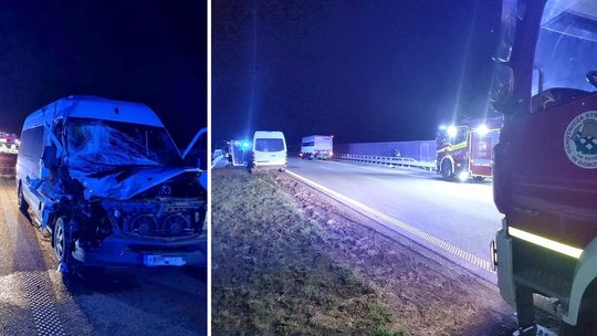 Bus uderzył w tira na trasie ekspresowej Bus uderzył w tira na trasie ekspresowej