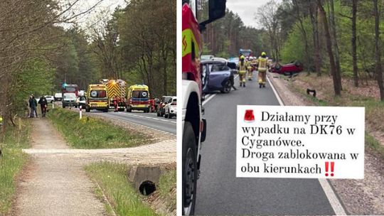 Dachowanie na drodze krajowej nr 76