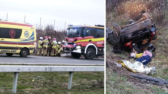 Dachowanie na S17. Dwoje pasażerów w szpitalu