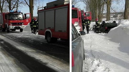 Dachowanie w Łaskarzewie. Kobieta w ciąży poszkodowana