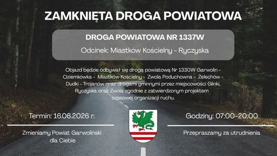 Droga Miastków Kościelny – Ryczyska zamknięta. Trwają prace przy nowej nawierzchni