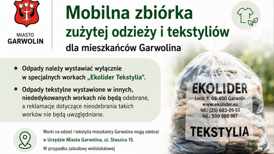 Garwolin odbierze zużytą odzież i tekstylia. Zbiórka już 15 października 2026 roku