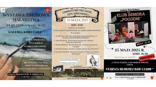 Maj pełen kultury w Gminnym Domu Kultury w Sobolewie – wystawy, historia i kabaret!