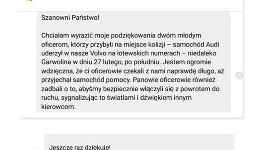 Podziękowania dla policjantów z garwolińskiej drogówki