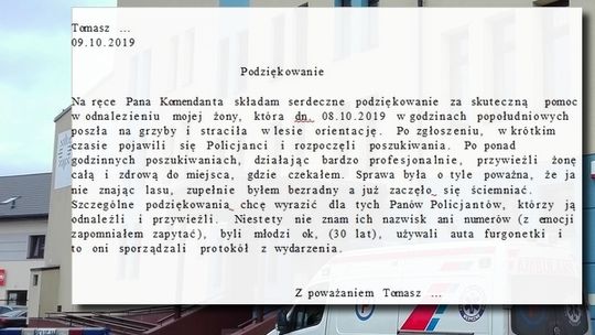 Podziękowania dla policjantów za odnalezienie 71-latki