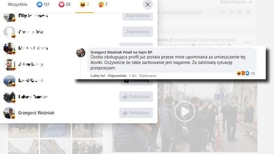 Poseł przeprasza za reakcję na facebooku