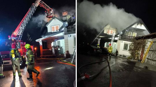 Pożar na poddaszu. W akcji 10 strażackich zastępów Pożar na poddaszu. W akcji 10 strażackich zastępów