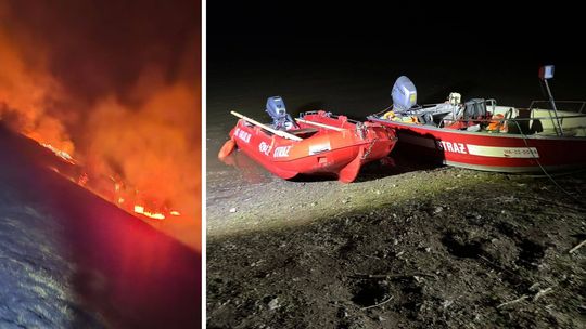 Pożar na wyspie w gminie Maciejowice. Strażacy użyli łodzi i drona