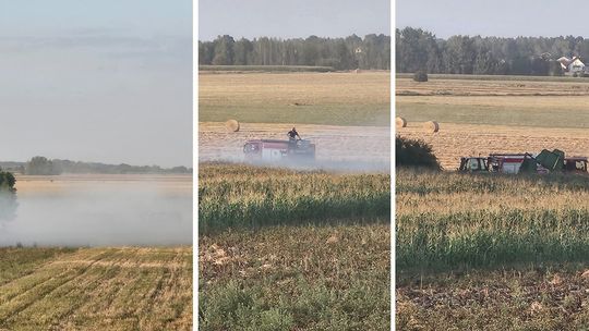 Pożar prasy, balotów i ścierniska [wideo]