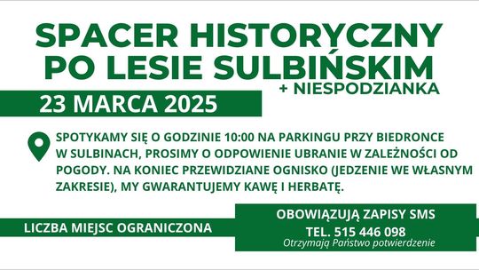 Spacer Historyczny po Lesie Sulbińskim – odkryj tajemnice lokalnej historii!