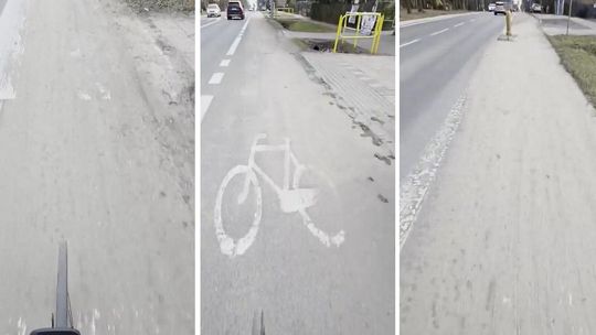 „Trzy przebite dętki w rok”. Rowerzysta pokazuje stan ścieżki w Garwolinie [wideo]