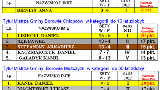 Turniej o Puchar Wójta Gminy Borowie (04.03)