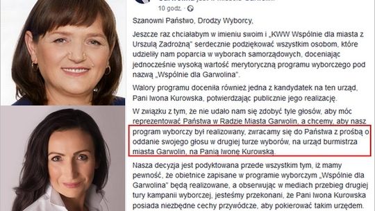 Urszula Zadrożna przekazuje głosy Iwonie Kurowskiej