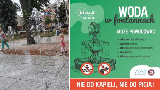 Woda w miejskiej fontannie nie nadaje się do kąpieli ani do picia