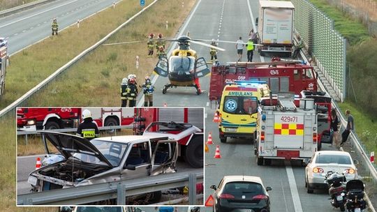 Wypadek w Trojanowie. Na S17 lądował LPR