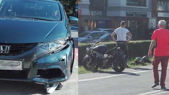 Zderzenie motocykla i osobówki