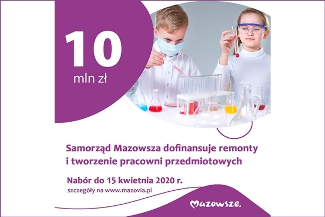 10 mln zł na nowoczesne pracownie przedmiotowe