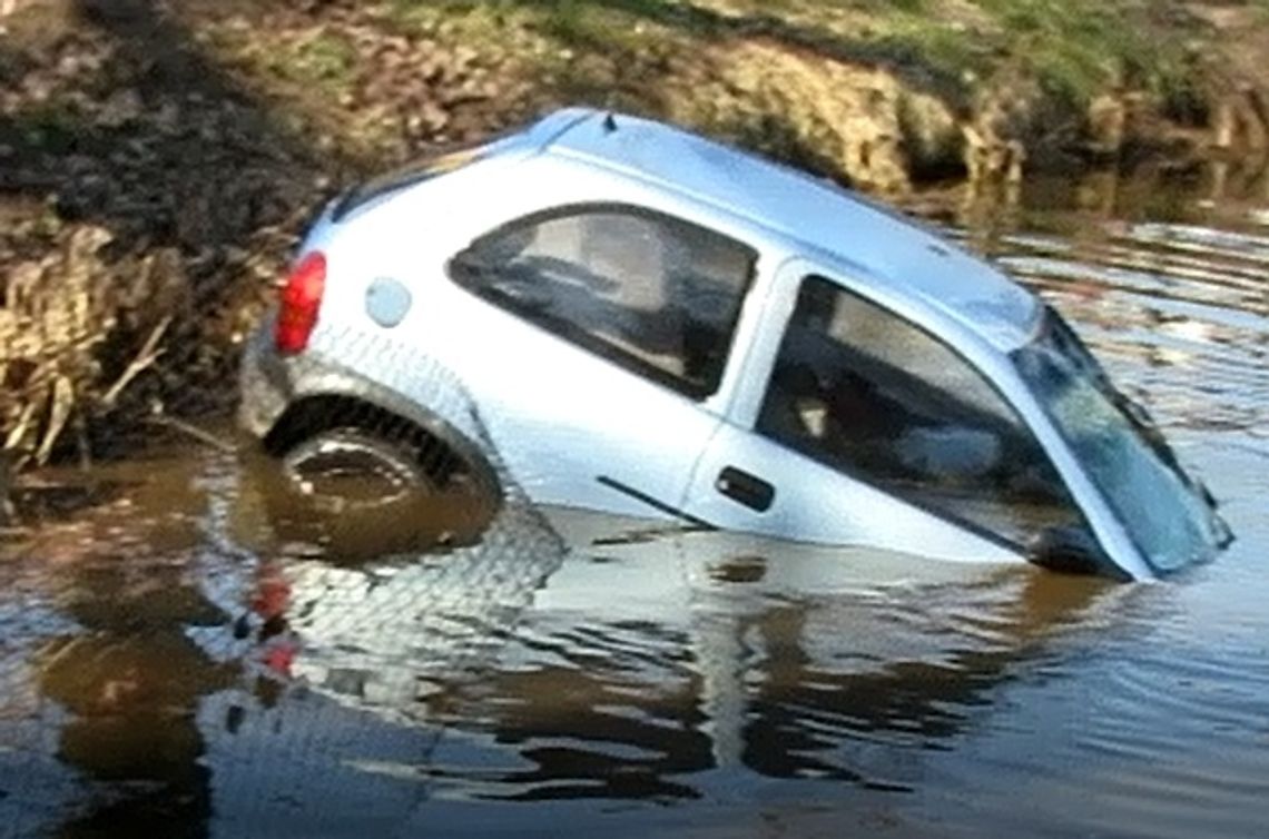 Auto 18-latka wylądowało... w stawie