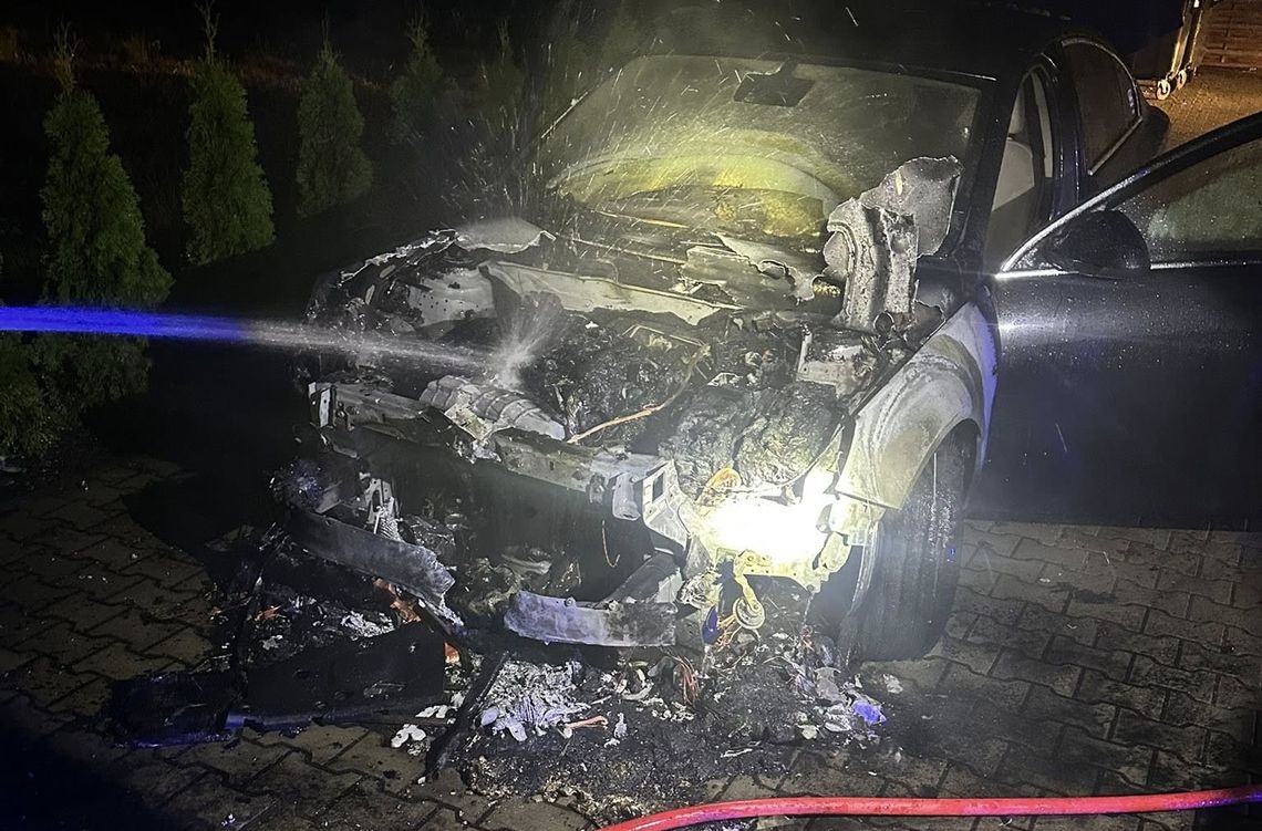 Auto paliło się na stacji benzynowej