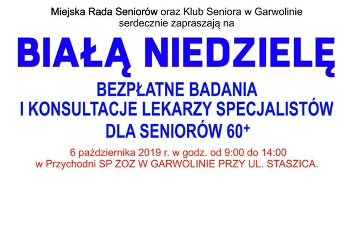 Biała Niedziela - seniorze, zapisz się do lekarza!