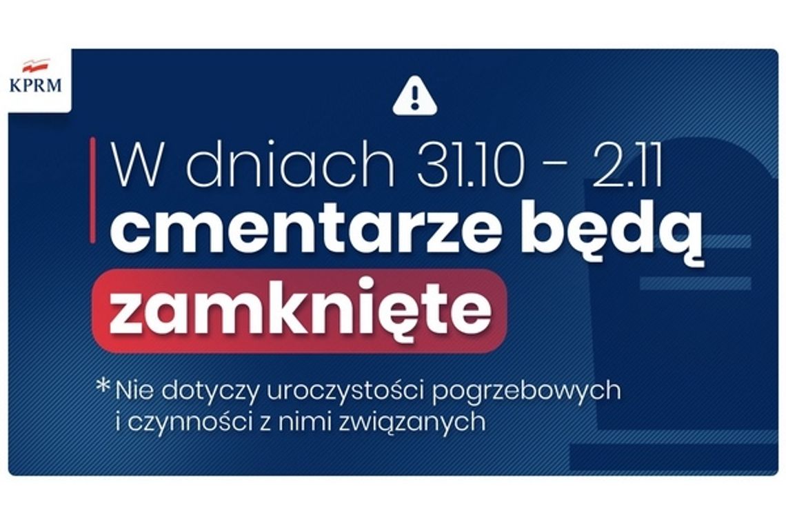 Cmentarze zamknięte. Nowe zalecenia rządu