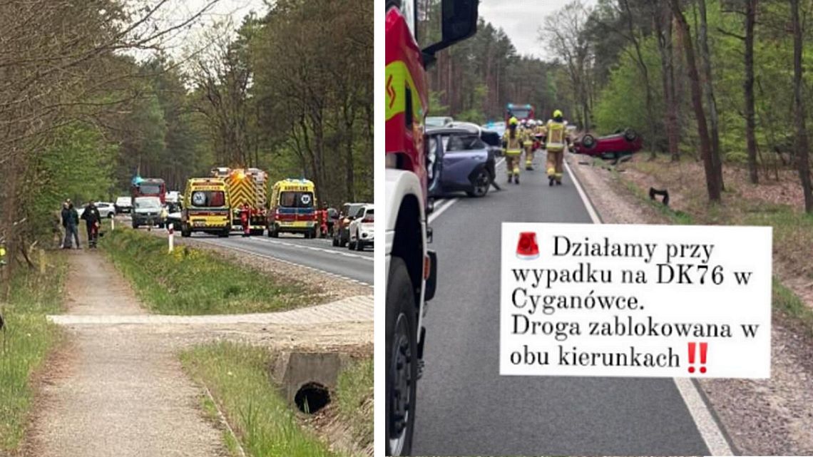 Dachowanie na drodze krajowej nr 76