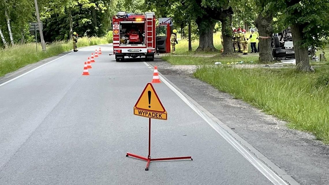 Dachowanie w Sobolewie. Kierowca nietrzeźwy