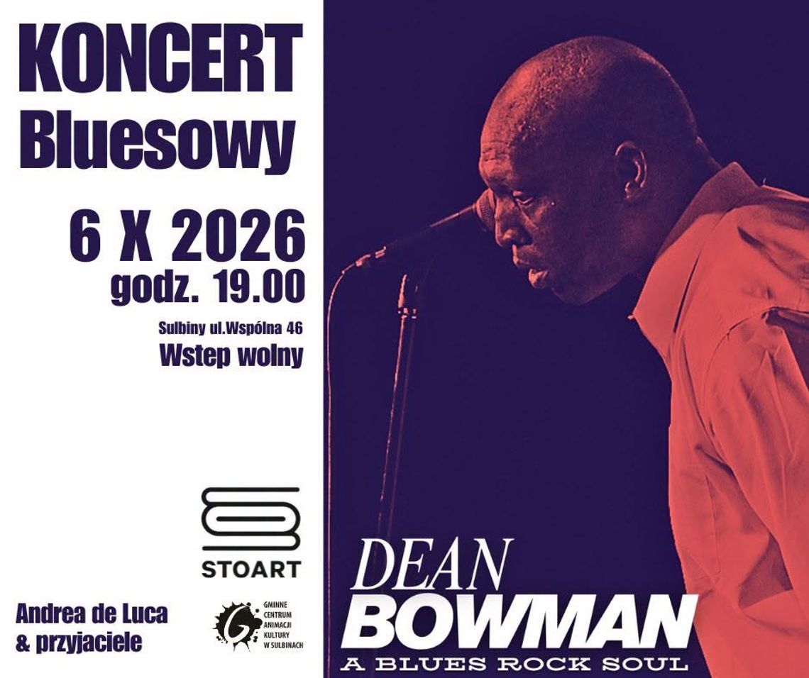 Dean Bowman – gospel, blues i jazzowa energia w Sulbinach Dean Bowman – gospel, blues i jazzowa energia w Sulbinach