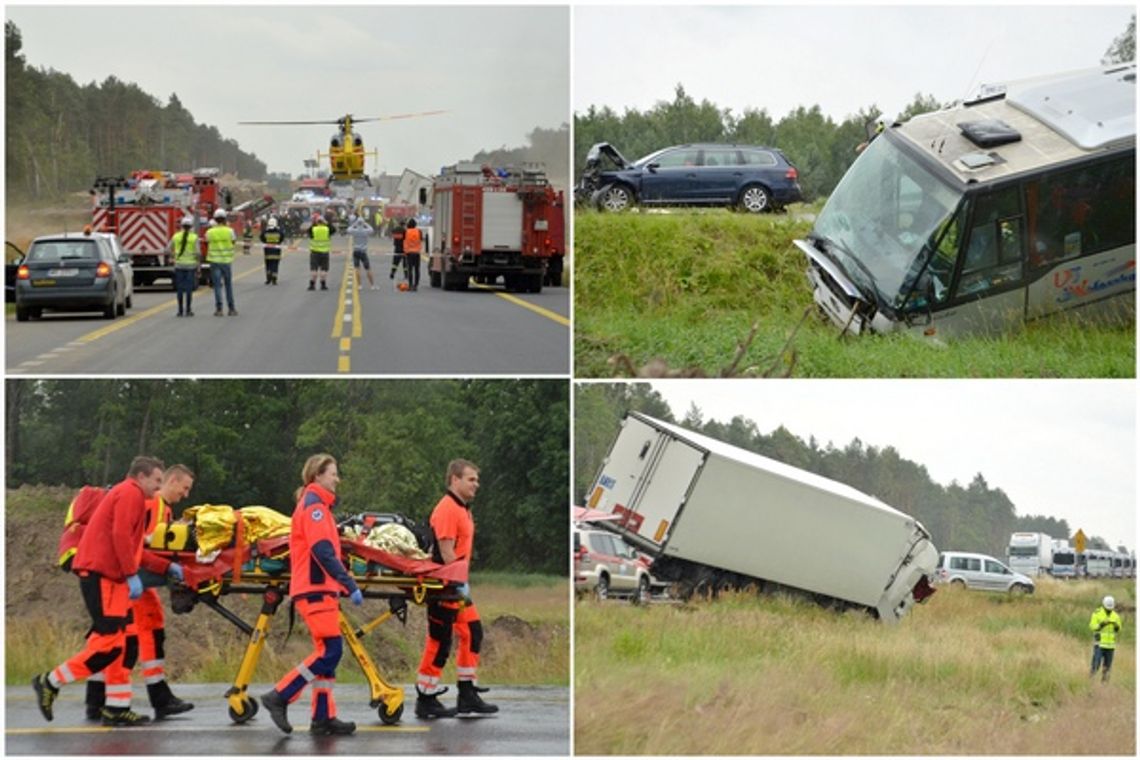 DK 17: wypadek z udziałem 5 samochodów. 31 rannych [wideo]