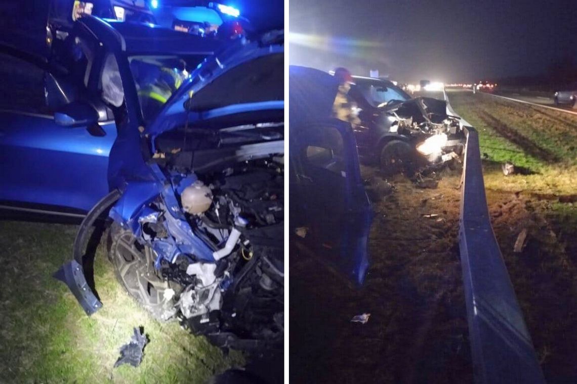 Dwa wypadki, w tym dachowanie na S17