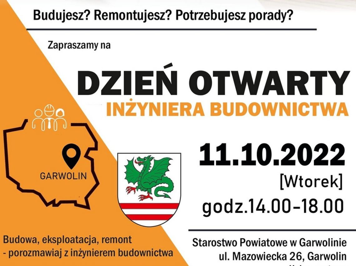 Dzień Otwarty Inżyniera Budownictwa. Przyjdź po bezpłatną poradę