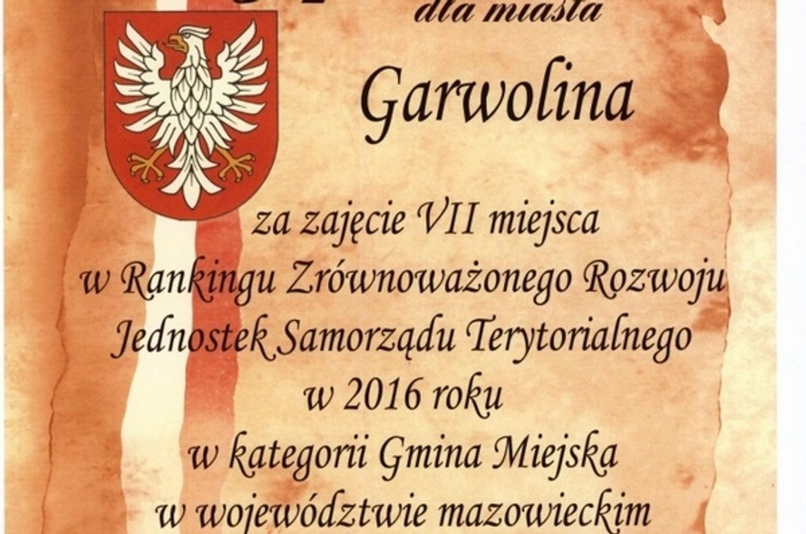 Garwolin nagrodzony za dynamiczny rozwój