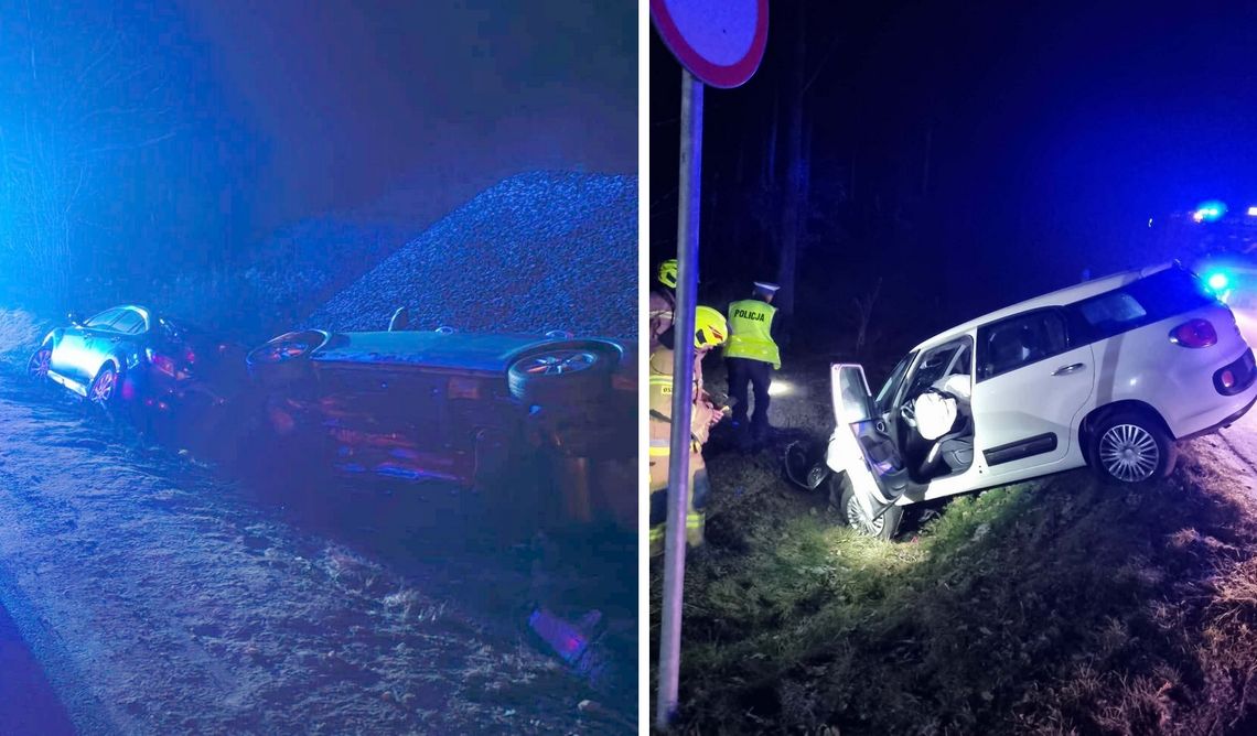 Marznąca mżawka zbiera żniwo. Kolizje i auta w rowach