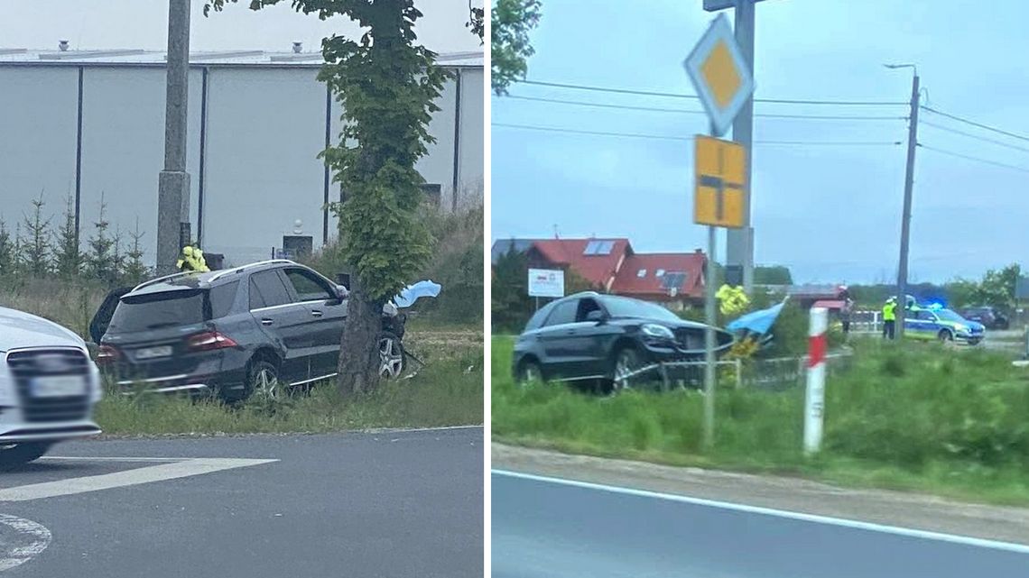 Mercedes w rowie, kapliczka zniszczona. 29-latka była pijana