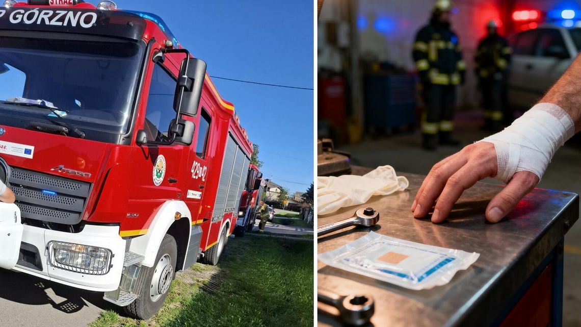 Mężczyzna przeciął sobie rękę. Ponad godzinna akcja ratunkowa straży w Górznie OSP Górzno/AI