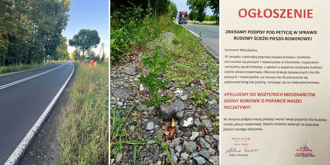 Mieszkańcy Chromina i Łopacianki walczą o ścieżkę pieszo-rowerową przy DK76