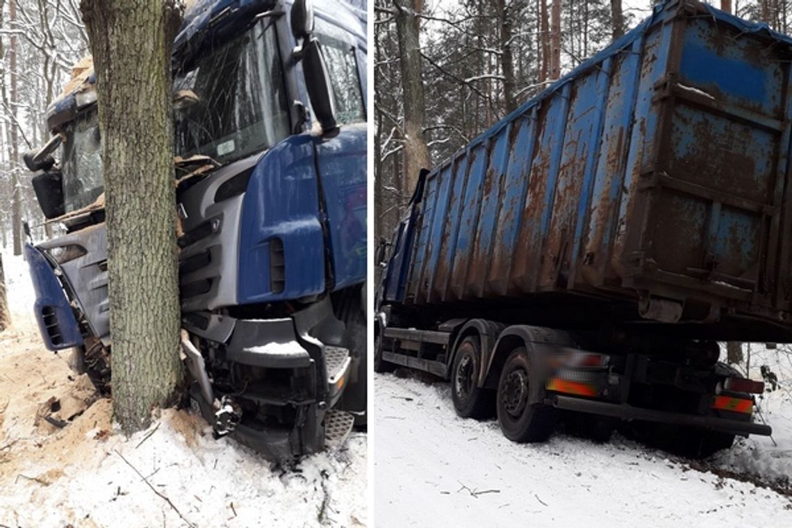 Mijał się z osobówką. Uderzył w drzewo