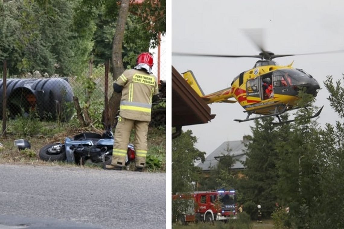 Motorower uderzył w drzewo. Śmigłowiec zabrał poszkodowanego