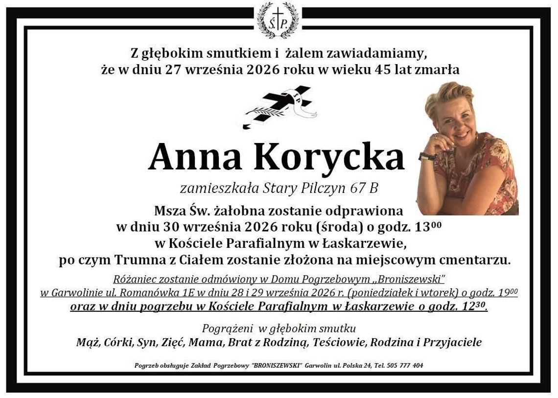Nie żyje Anna Korycka. Mama pięciorga dzieci miała 45 lat Nie żyje Anna Korycka. Mama pięciorga dzieci miała 45 lat
