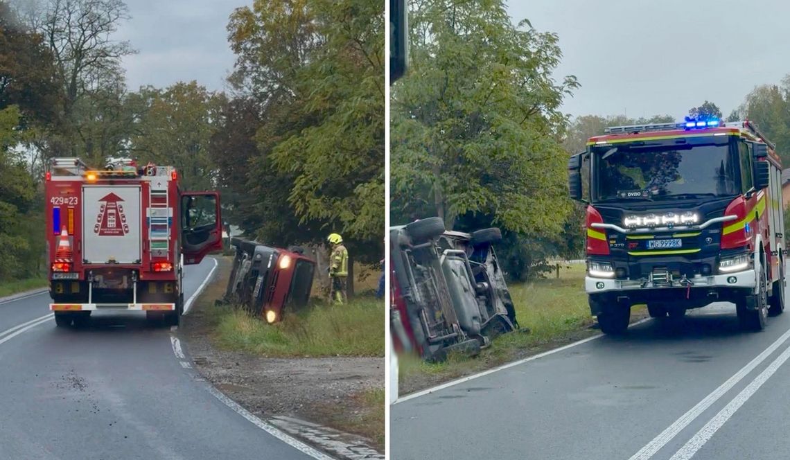 Opel wjechał do rowu na DK 76. W aucie podróżowały trzy osoby Opel wjechał do rowu na DK 76. W aucie podróżowały trzy osoby