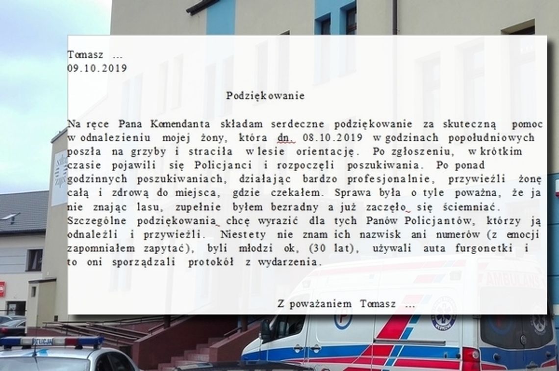 Podziękowania dla policjantów za odnalezienie 71-latki