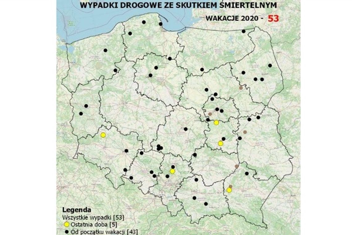 Policja apeluje i publikuje mapę wypadków śmiertelnych