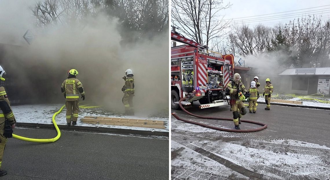 Poranny pożar w kebabie w Pilawie. Trzy zastępy straży w akcji Poranny pożar w kebabie w Pilawie. Trzy zastępy straży w akcji