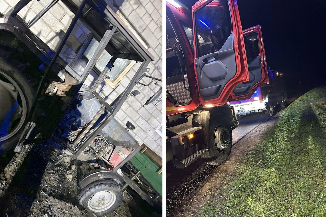 Pożar ciągnika w gminie Maciejowice Pożar ciągnika w gminie Maciejowice