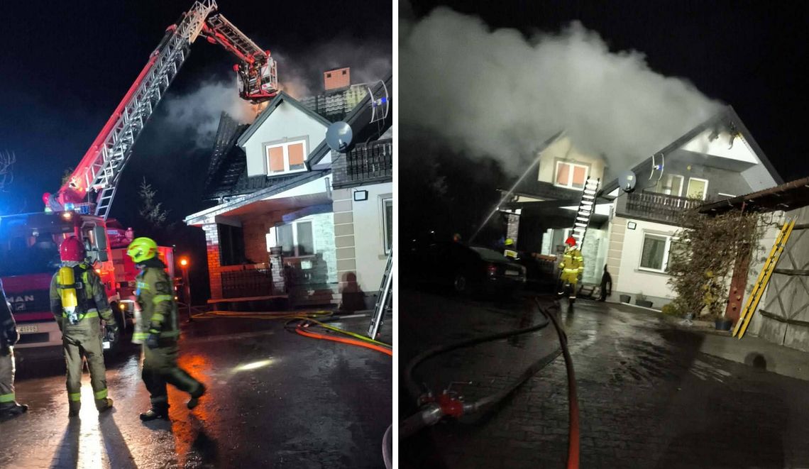 Pożar na poddaszu. W akcji 10 strażackich zastępów Pożar na poddaszu. W akcji 10 strażackich zastępów