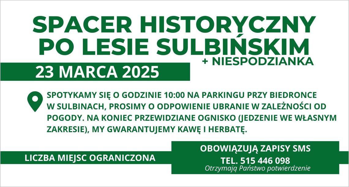 Spacer Historyczny po Lesie Sulbińskim – odkryj tajemnice lokalnej historii!