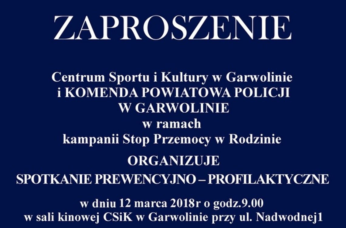 Spotkanie profilaktyczne na temat przemocy w rodzinie