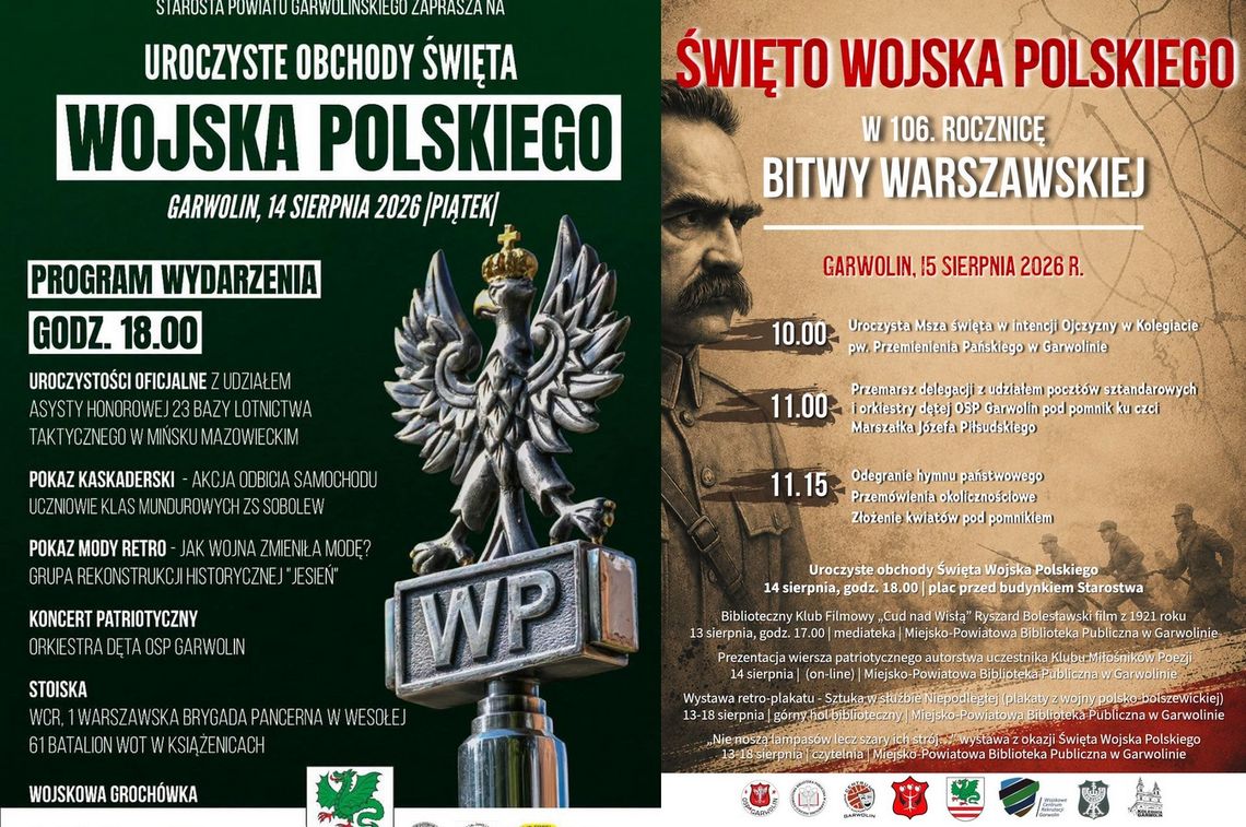 Święto Wojska Polskiego w Garwolinie. Dwa dni uroczystości i wydarzeń Święto Wojska Polskiego w Garwolinie. Dwa dni uroczystości i wydarzeń