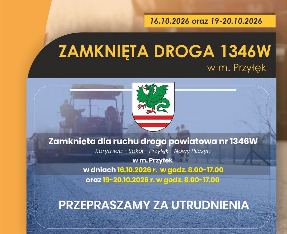 Utrudnienia w Przyłęku. Droga powiatowa będzie zamknięta Utrudnienia w Przyłęku. Droga powiatowa będzie zamknięta